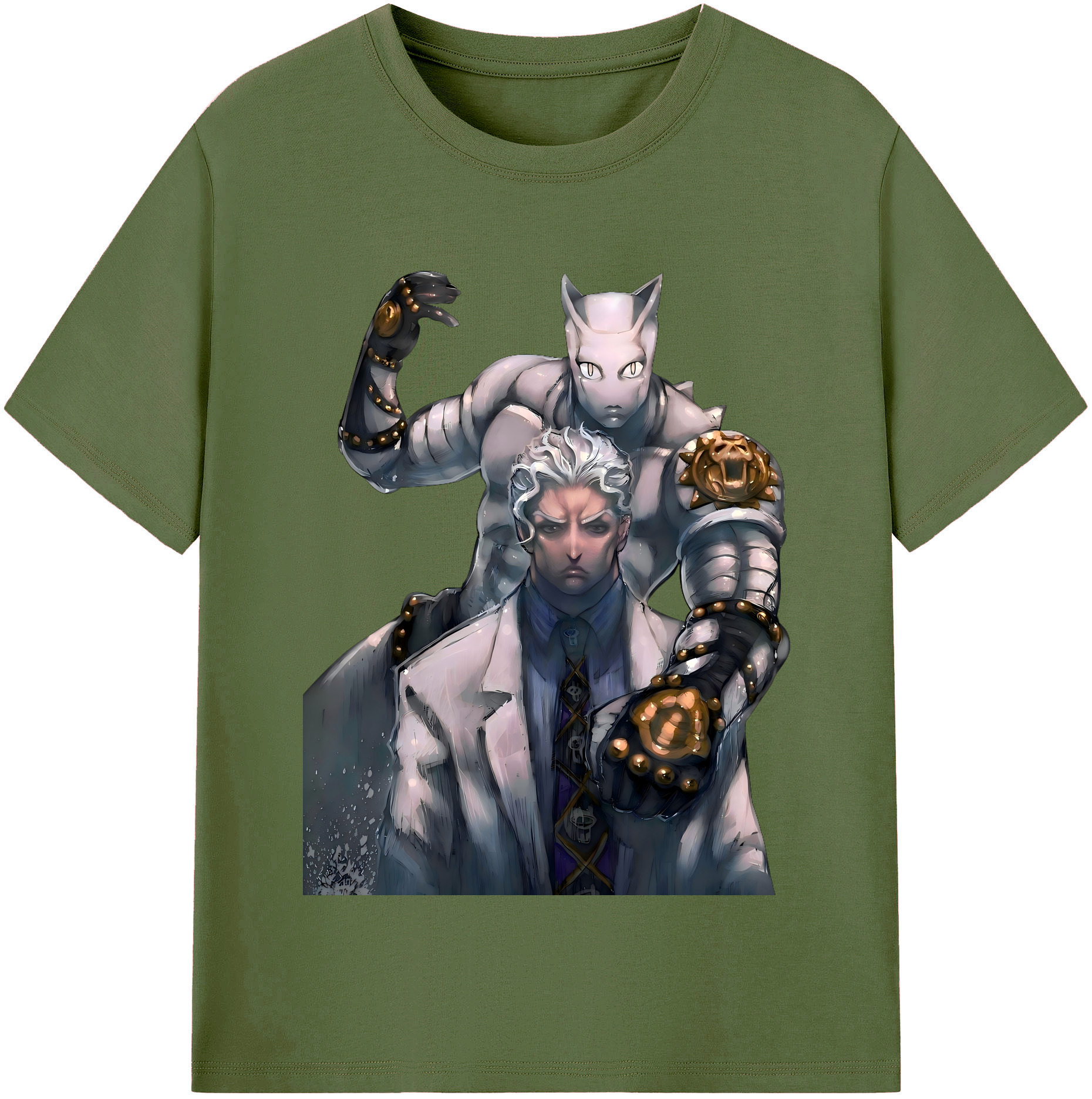 （画像用） ジョジョの奇妙な冒険 きら よしかげ JoJo's Bizarre Adventure Kira Yoshikage 綿100％半袖Tシャツ（フロントプリント）